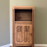 Small Art Deco jam cabinet in carved blonde oak