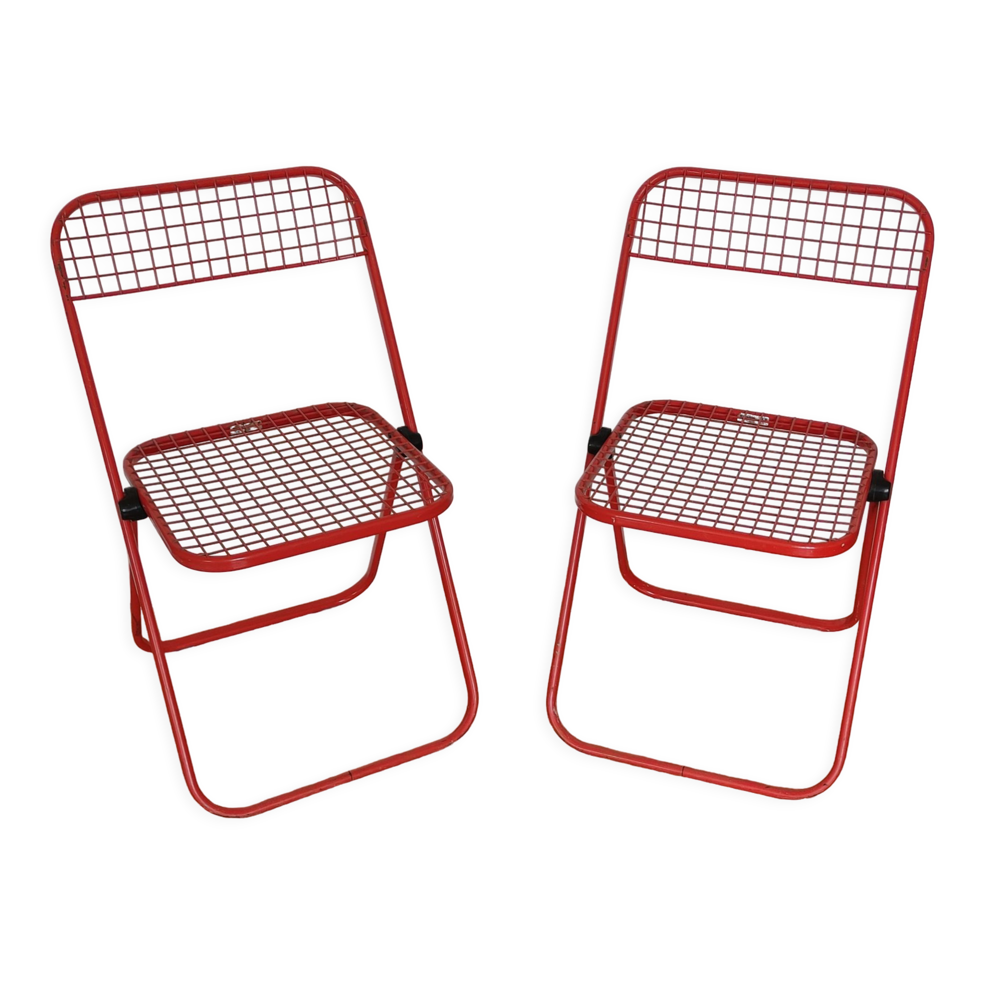 Pair of folding chairs Talin metal red