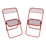 Pair of folding chairs Talin metal red