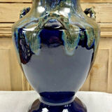 Old large sandstone vase signed Maure Lebret de Ligers Puisaye triple handles