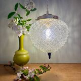 Vintage diamond-point glass globe pendant light