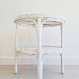 Table basse ancienne en rotin blanc
