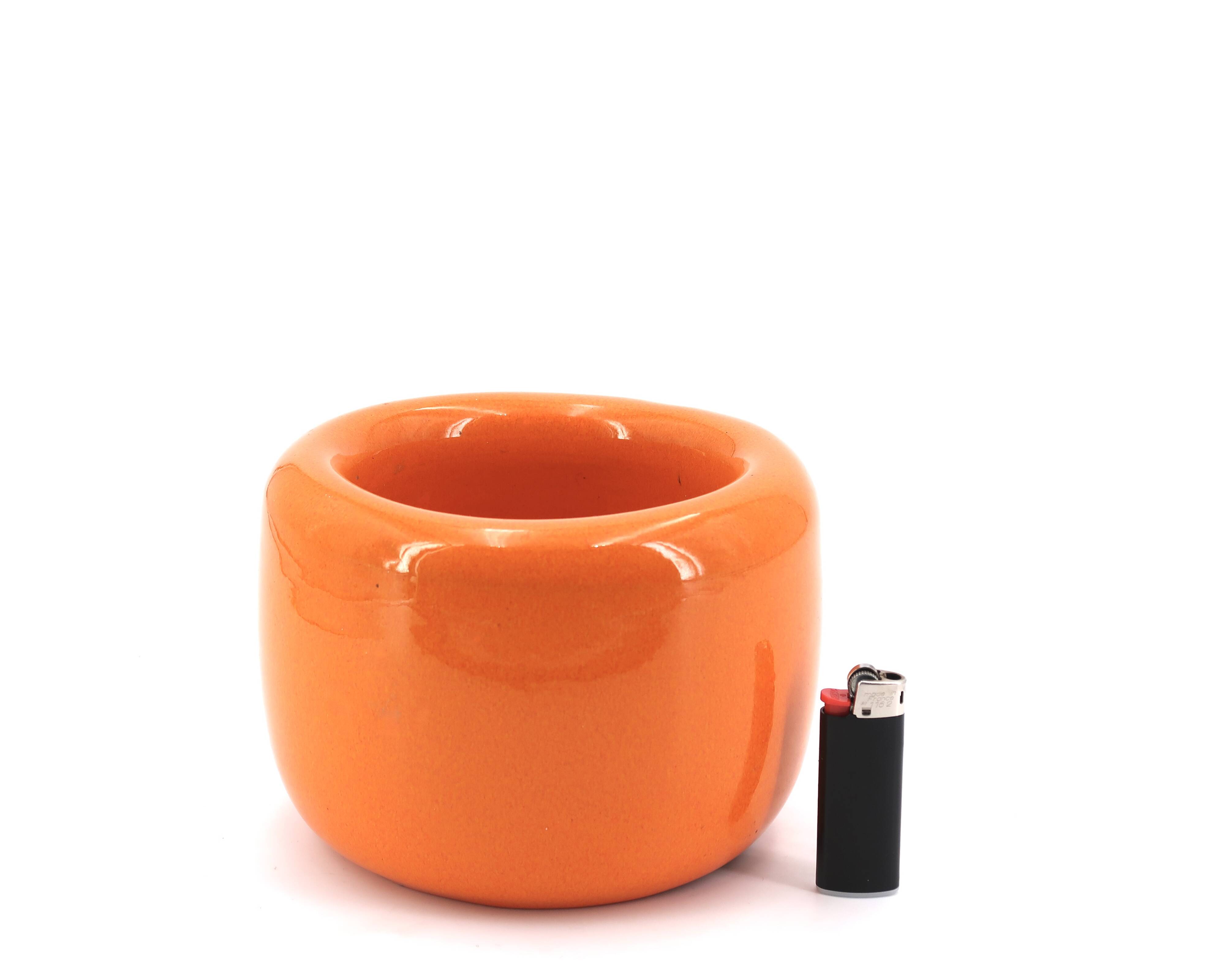 Vintage orange ceramic pot