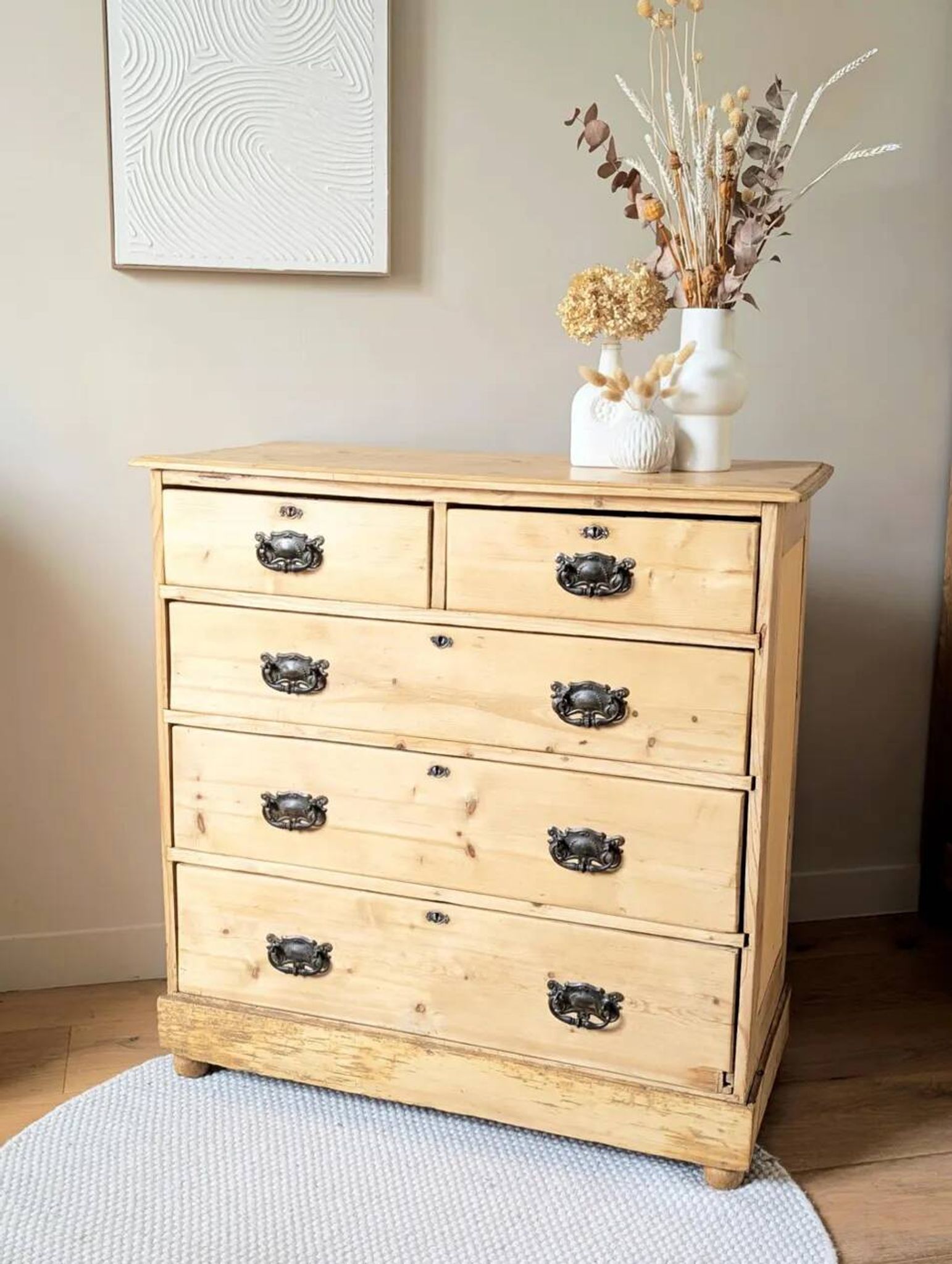 Antique English pine chest of drawers