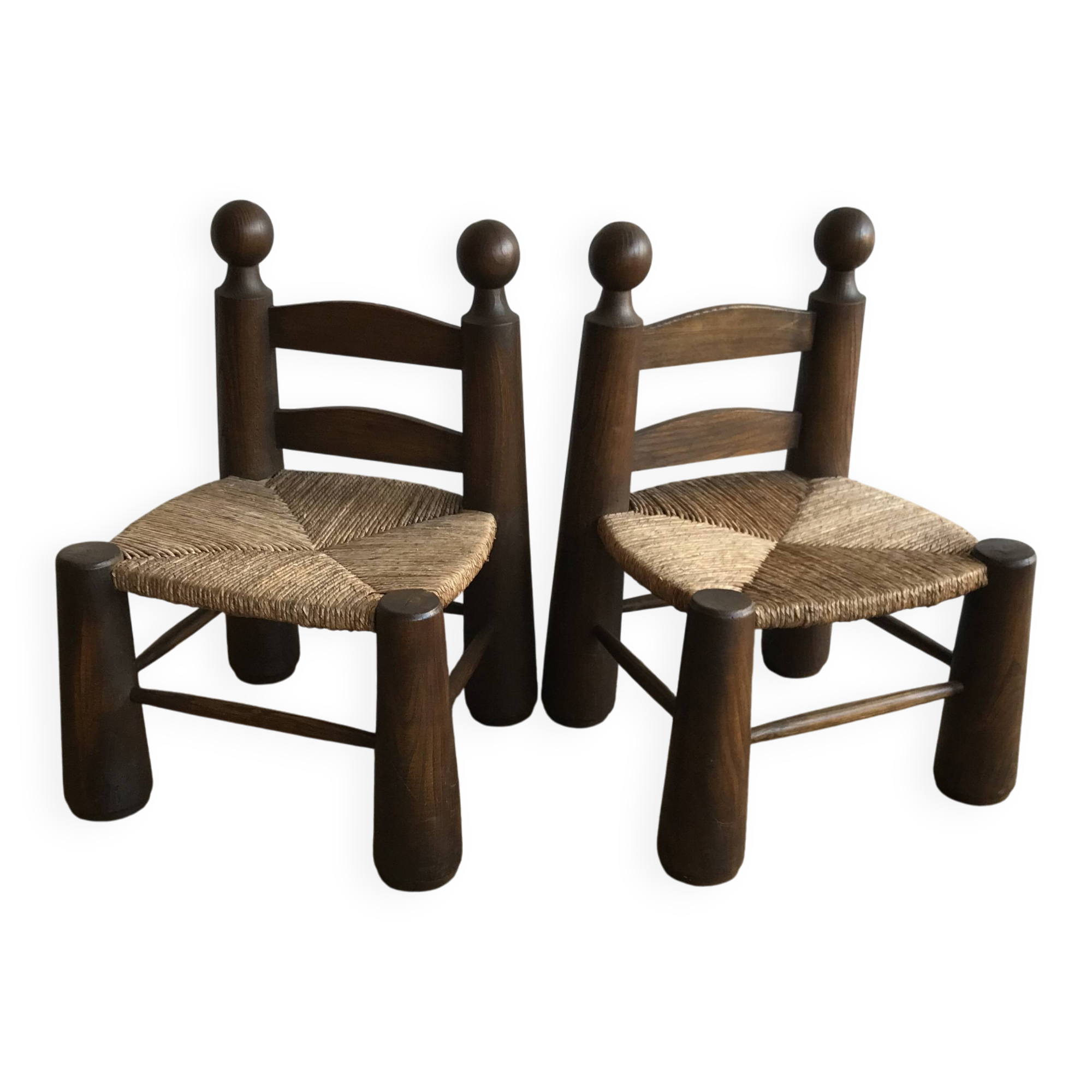 Pair of children's chairs or armchairs by Charles Dudouyt.