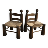 Paire de chaises d’enfants ou chauffeuses Charles Dudouyt