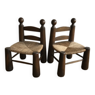 Pair of children's chairs or armchairs by Charles Dudouyt.