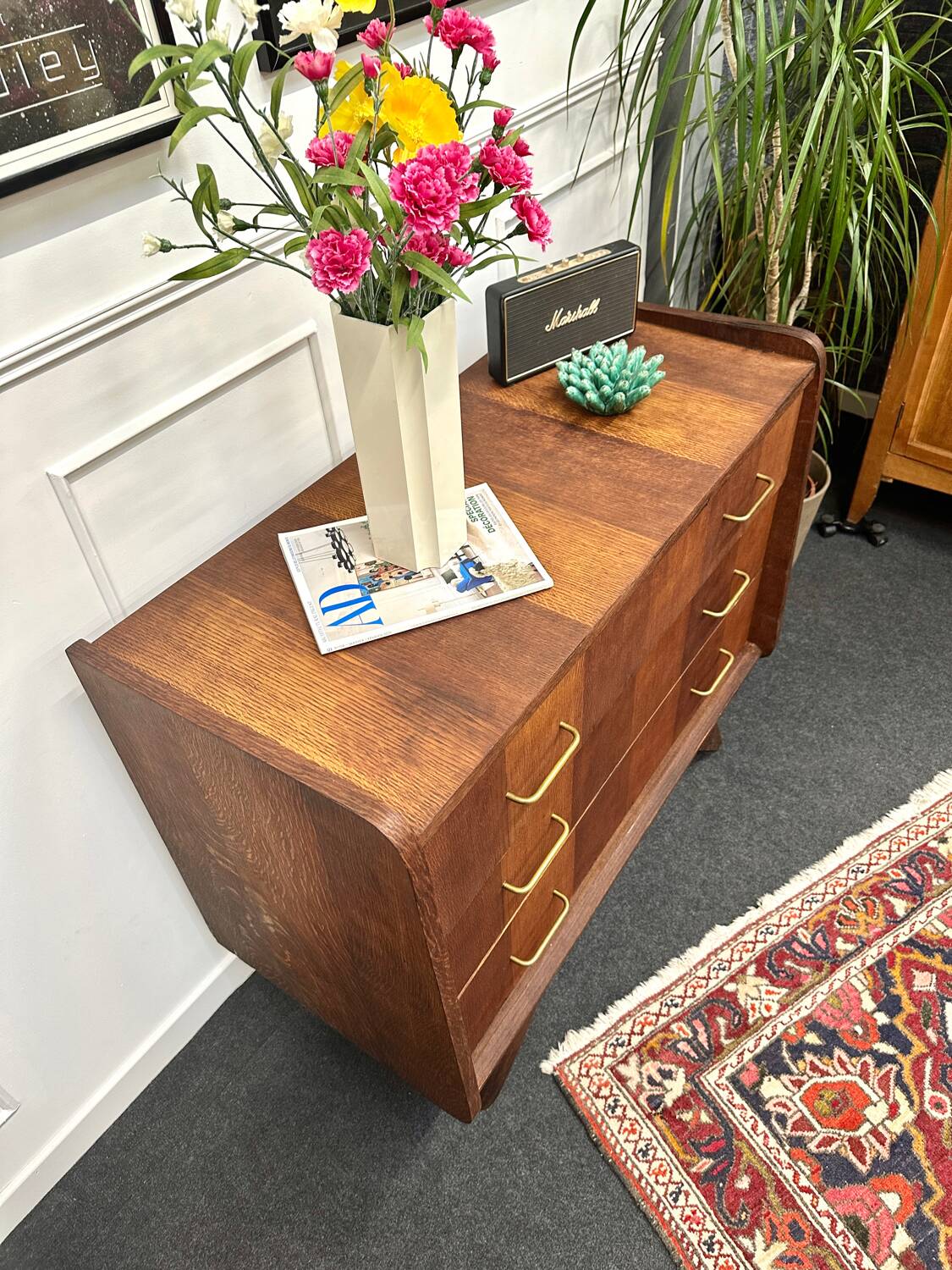 Vintage chest of drawers with compass feet