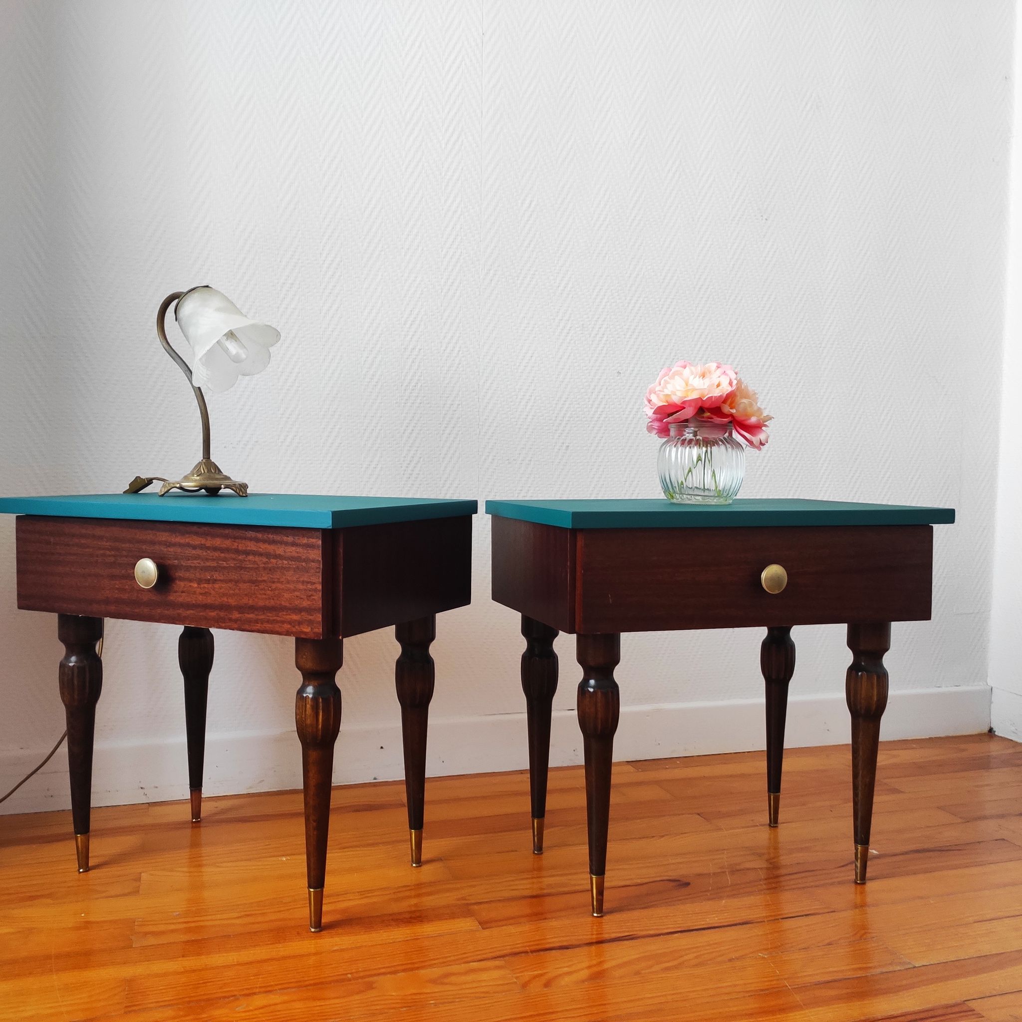 Paire de tables chevet vintage