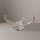 Transparent Murano Glass Bowl with Sterling Silver Flowers – Pointed, Italy 1970s Gift-worthy Centerpiece