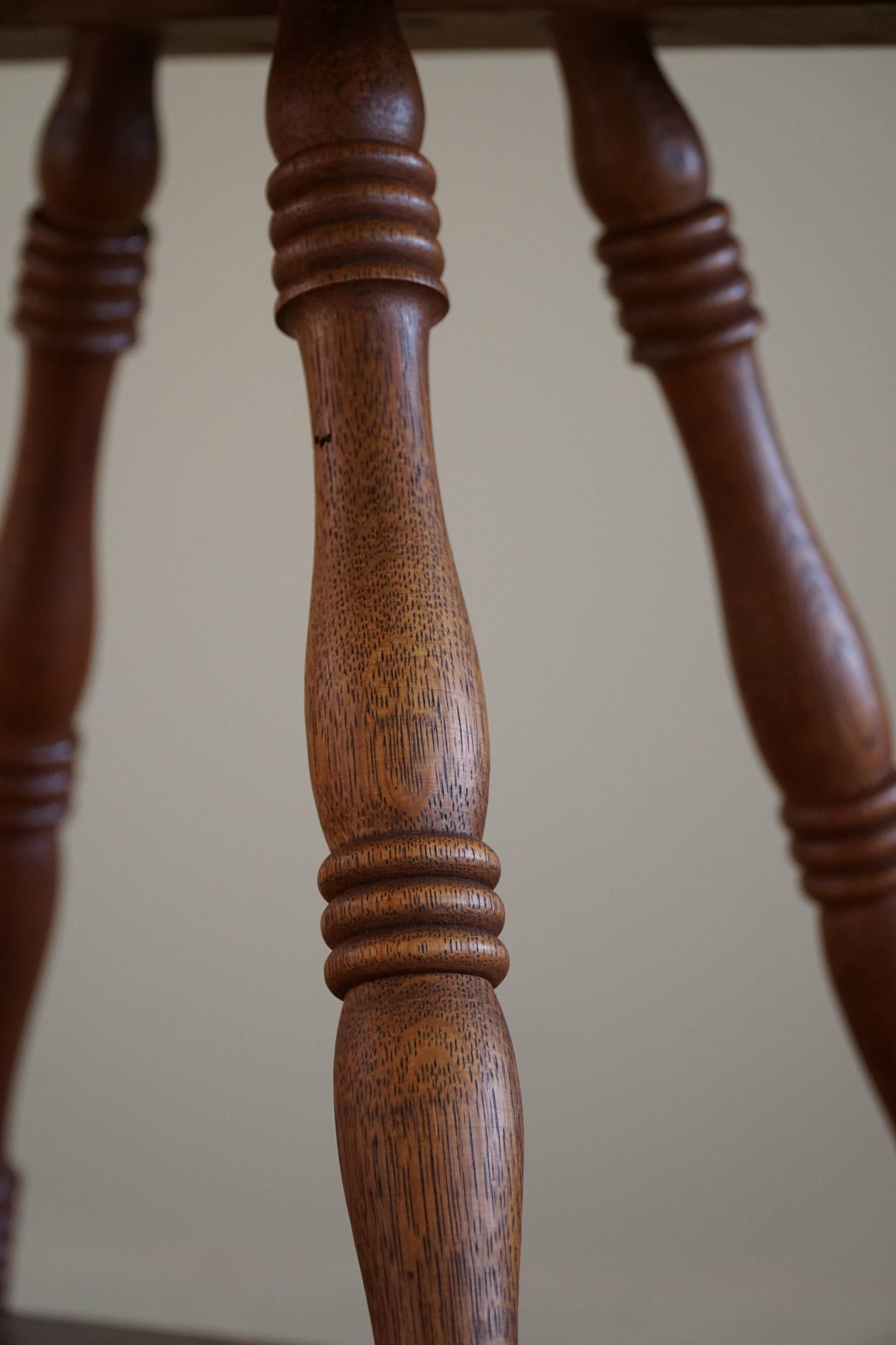 Square side table in solid oak, mid-century modern, 1960s.