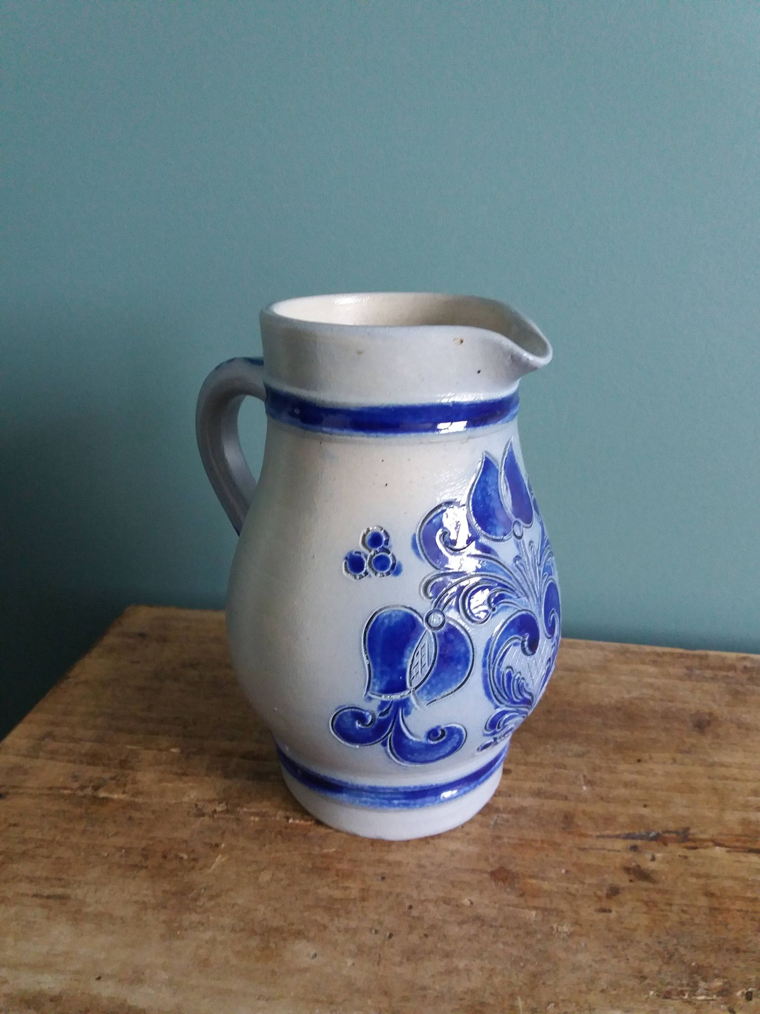 Alsace stoneware pitcher signed Remmy fils Betschdorf