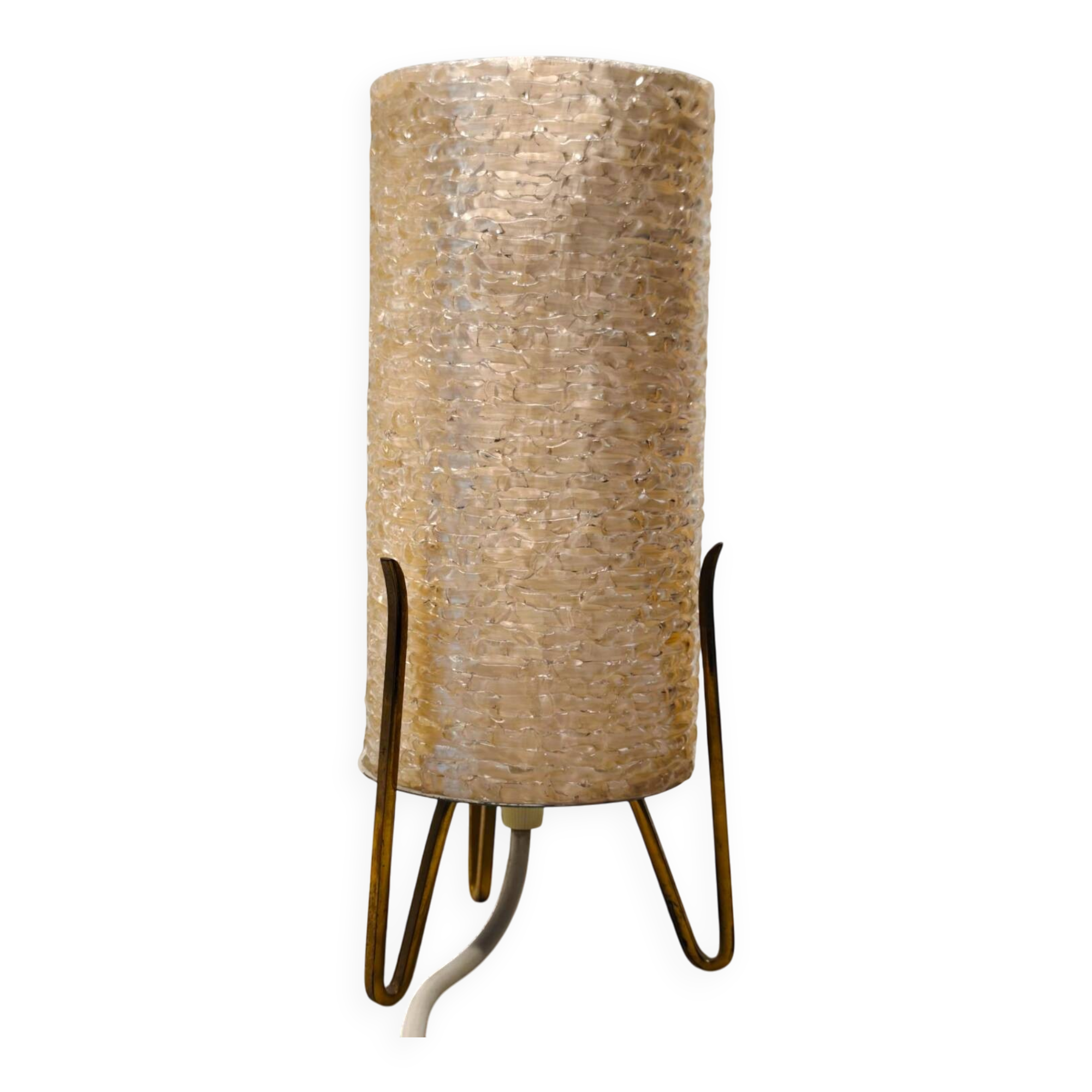 Vintage 1970s German Space Age Table Lamp -  Acrylic Shade with Brass