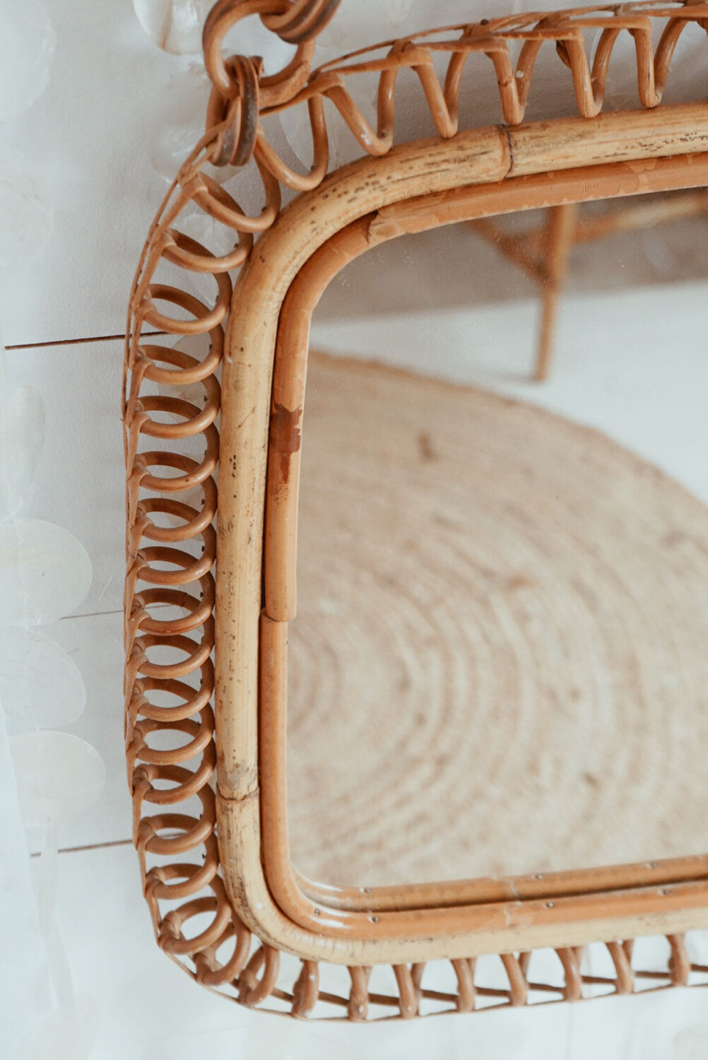 Rattan mirror vintage