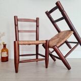 Mini wooden and straw chair - brutalist look