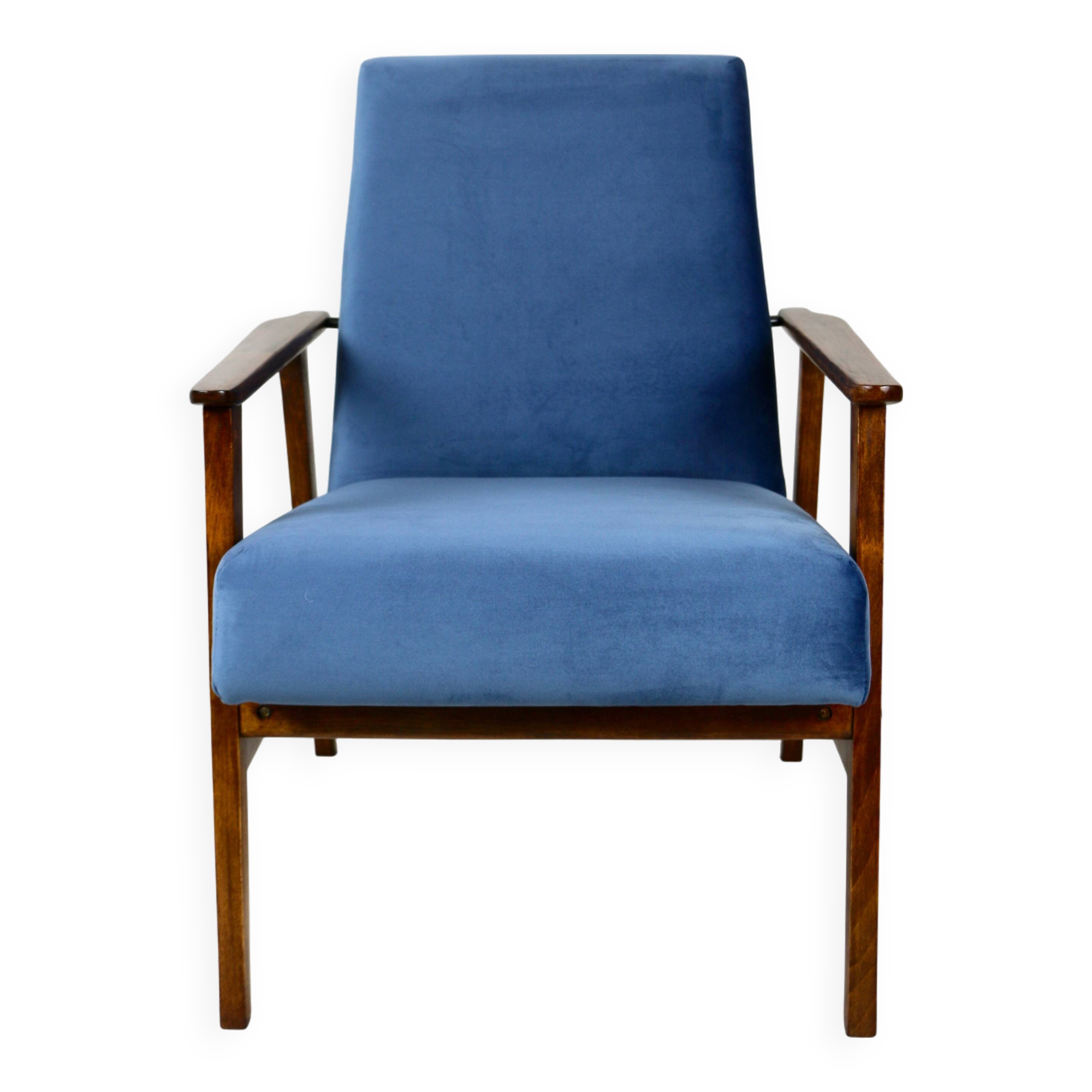 Vintage Ocean Blue Fox Easy Chair, 1970s