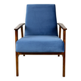 Vintage Ocean Blue Fox Easy Chair, 1970s