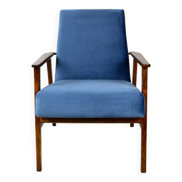 Vintage Ocean Blue Fox Easy Chair, 1970s