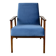 Vintage Ocean Blue Fox Easy Chair, 1970s