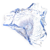 Coupelle corbeille en verre pressé-moulé bleu vintage 1920 défaut