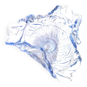 Coupelle corbeille en verre pressé-moulé bleu vintage 1920 défaut