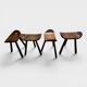 Ensemble de 4 tabourets brutalistes en bois massif