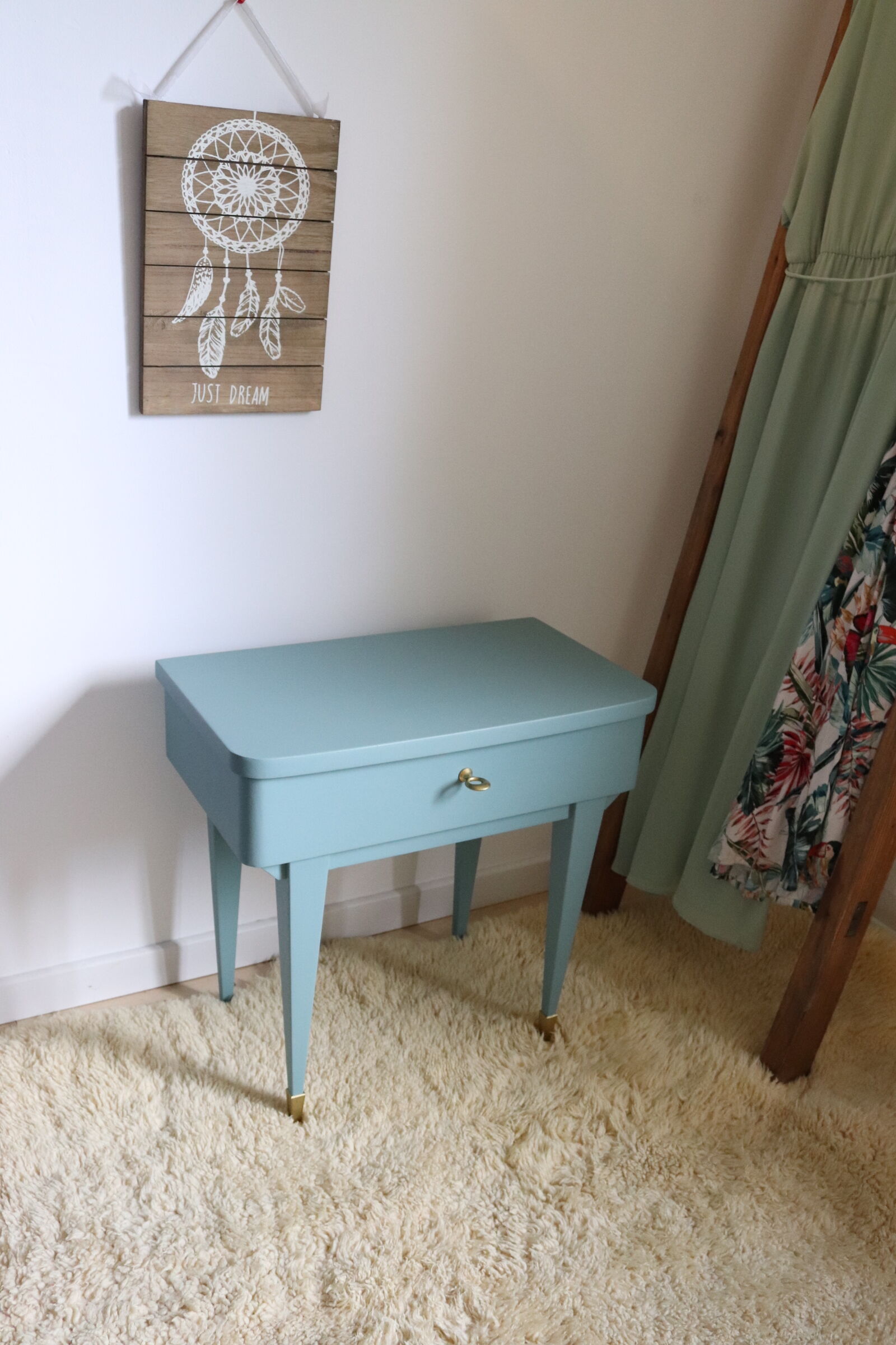 Bedside vintage blue feet compass
