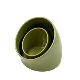 Space age set of 2 green ceramic vide poche, Sicart Italy ca. 1970
