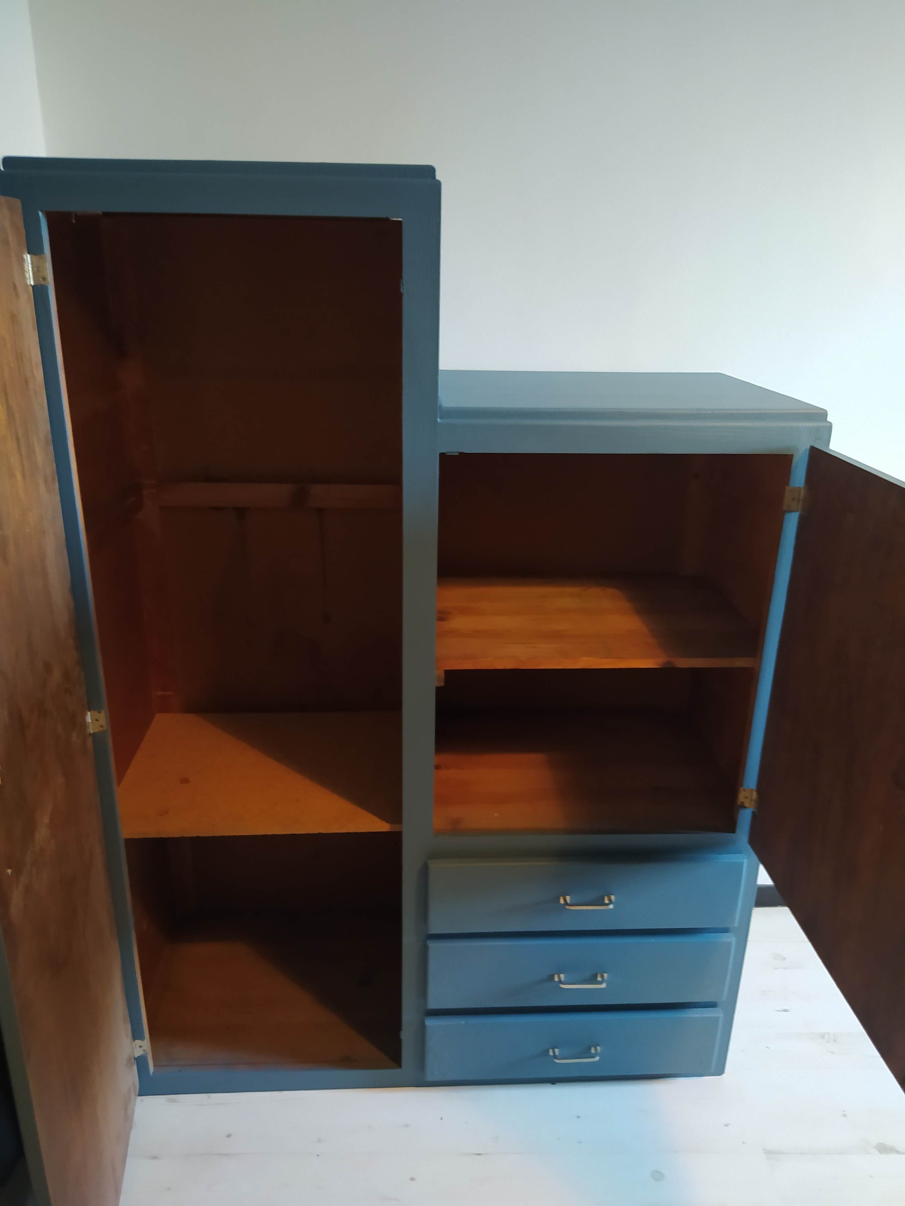 Vintage blue asymmetrical cabinet