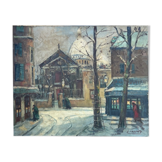 Oil on canvas View of Montmartre