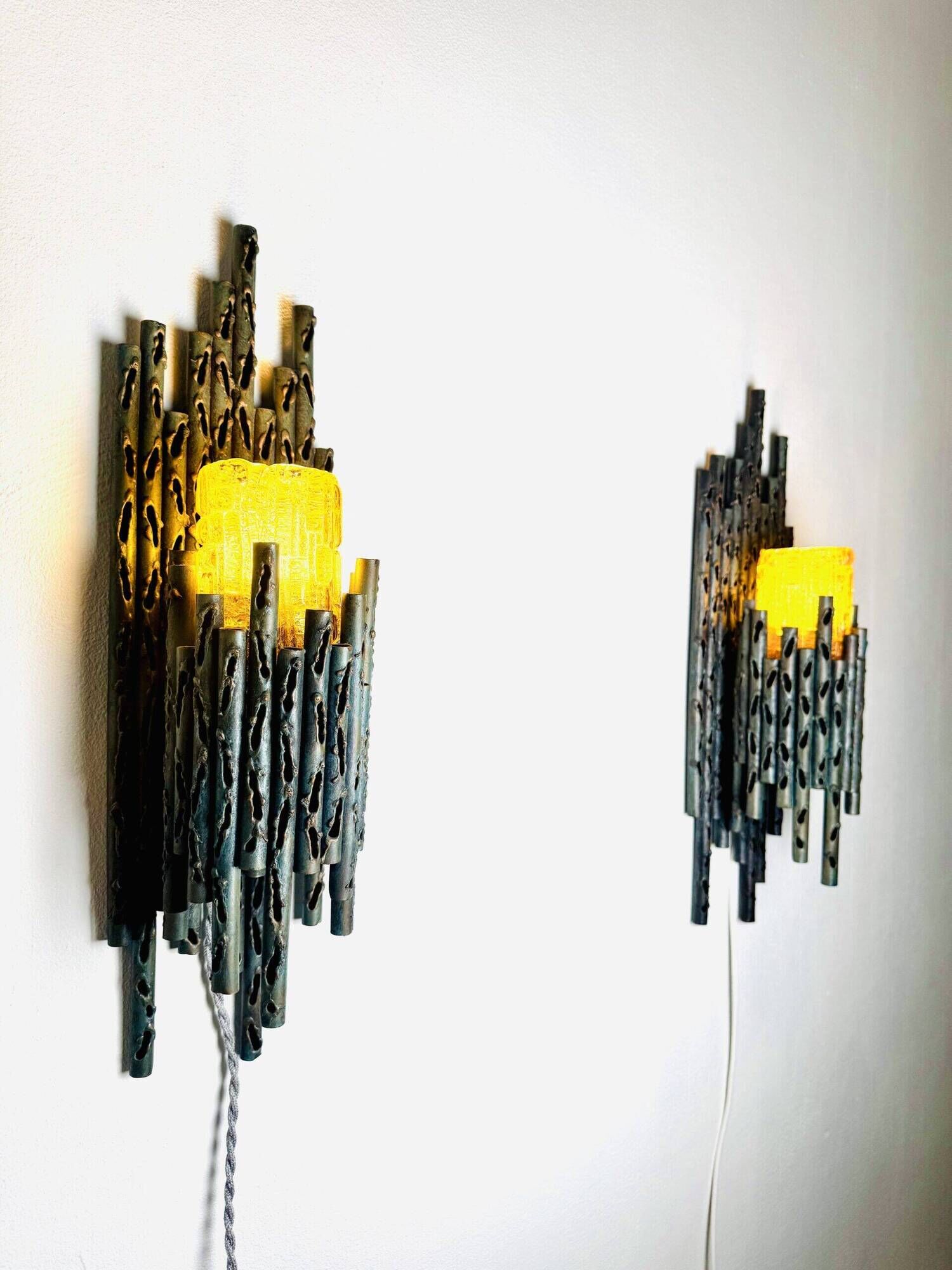 Brutalist Wall Lamps By Marcel Fantoni For Fantoni Studio Firenze, Italy 1960S