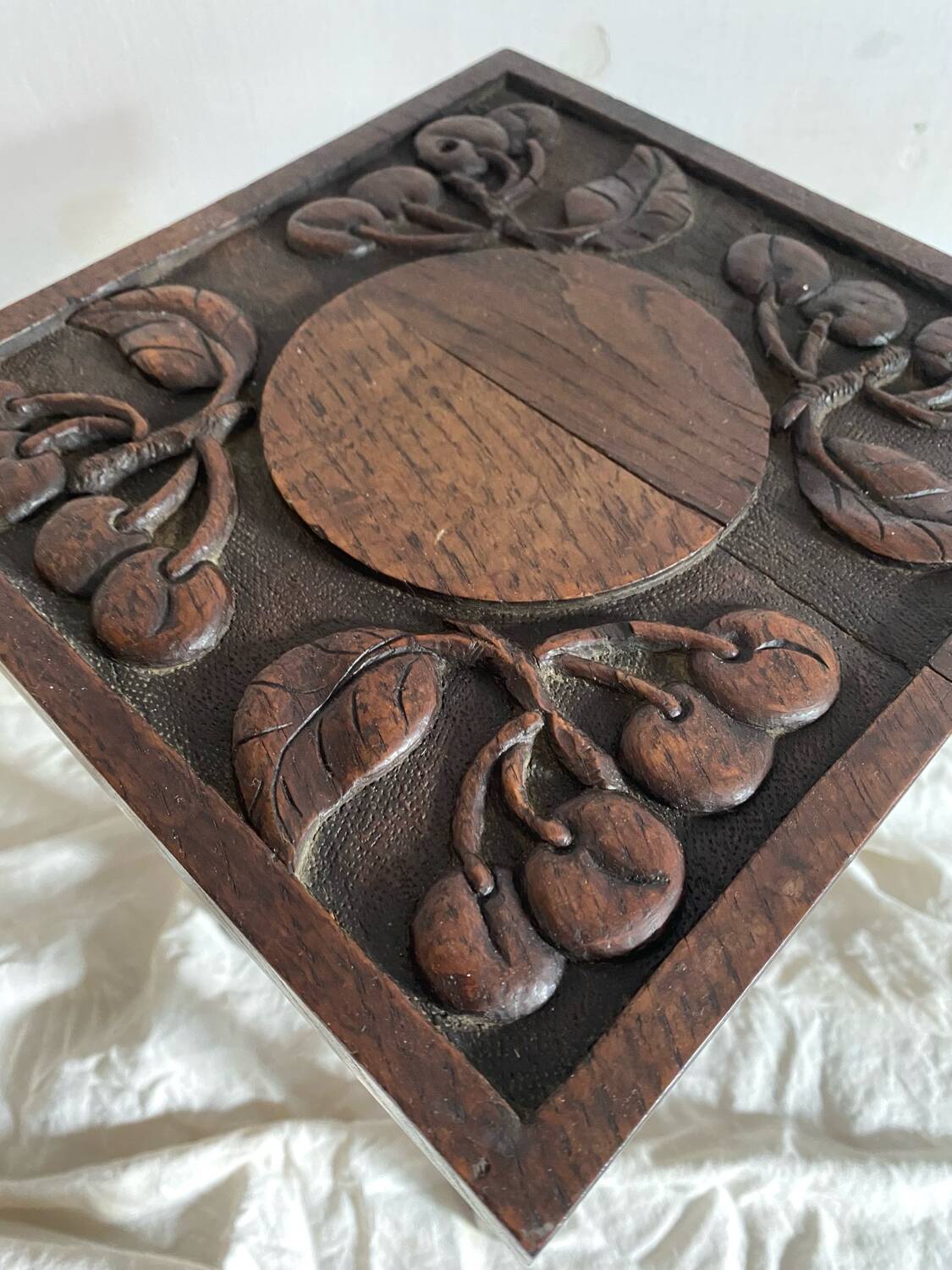 Cherry carved wooden stool