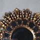 Vintage 35 cm gilded carved wood sun mirror with wooden slats D326