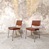 Pair of skai and chrome chairs