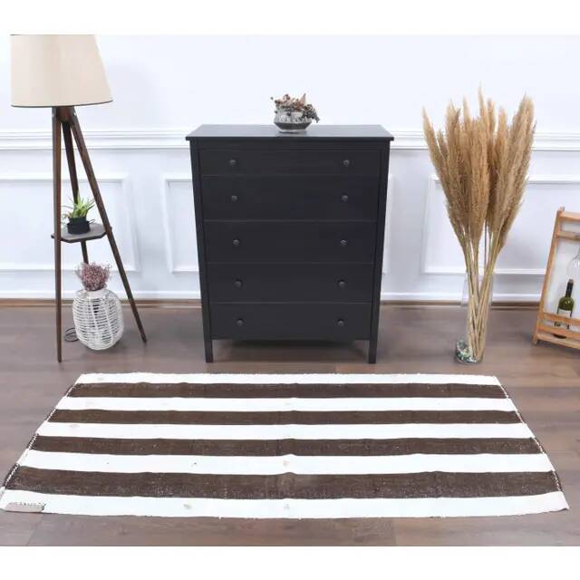 Vintage Turkish Oushak Handmade Wool Cotton White Kilim Runner Rug 89x207