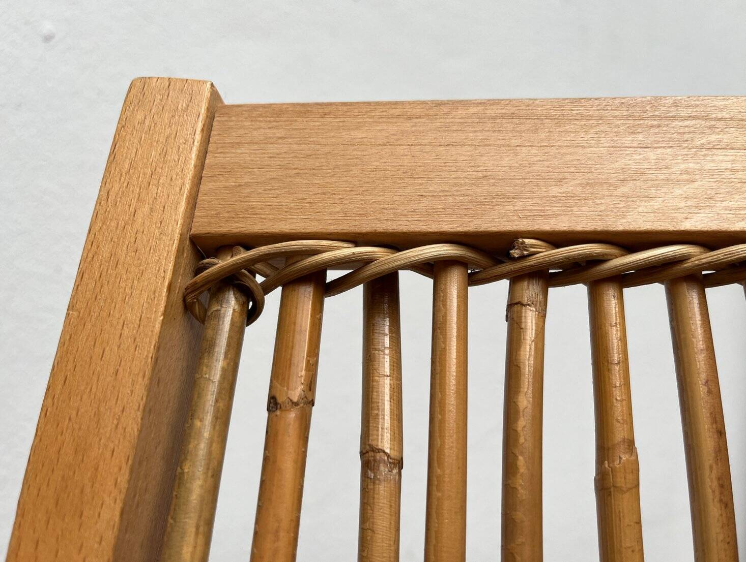 Mid-century German rattan rocking chair from Deutschen Werkstätten Hellerau, 1960s.