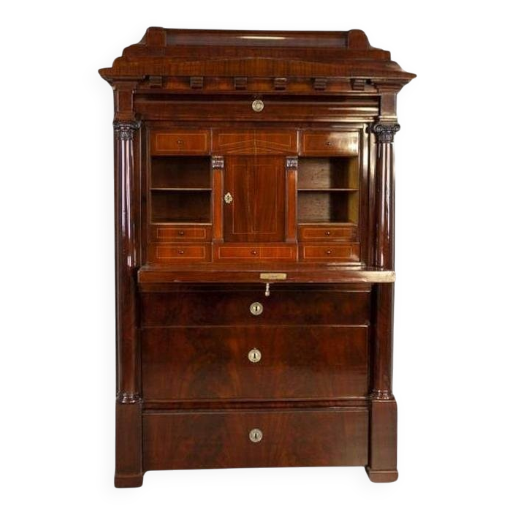 Antique Biedermeier Secretary with Mahogany, 1840