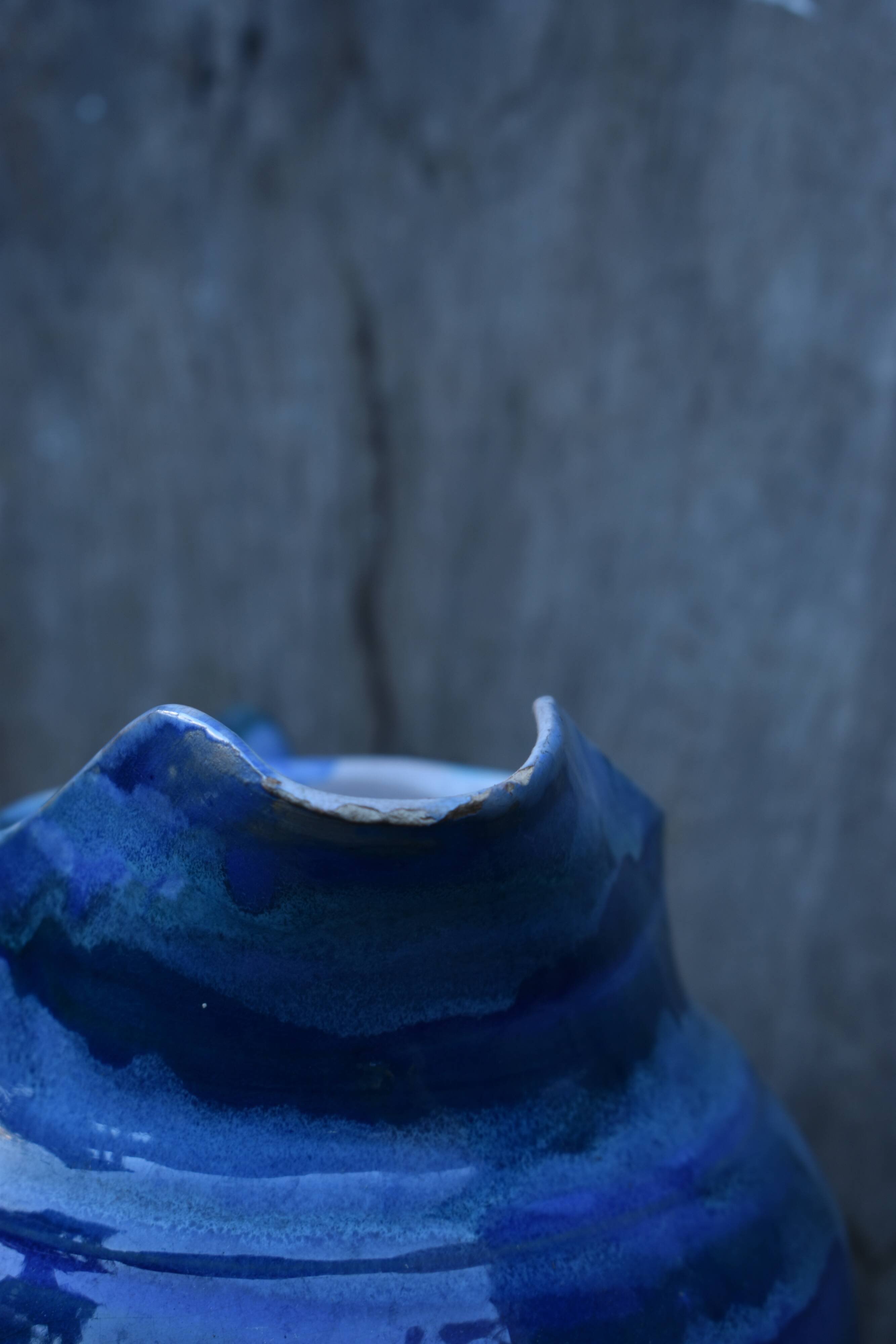 Antique blue Hennebont pitcher