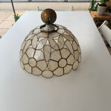 Chandelier in mother-of-pearl and brass