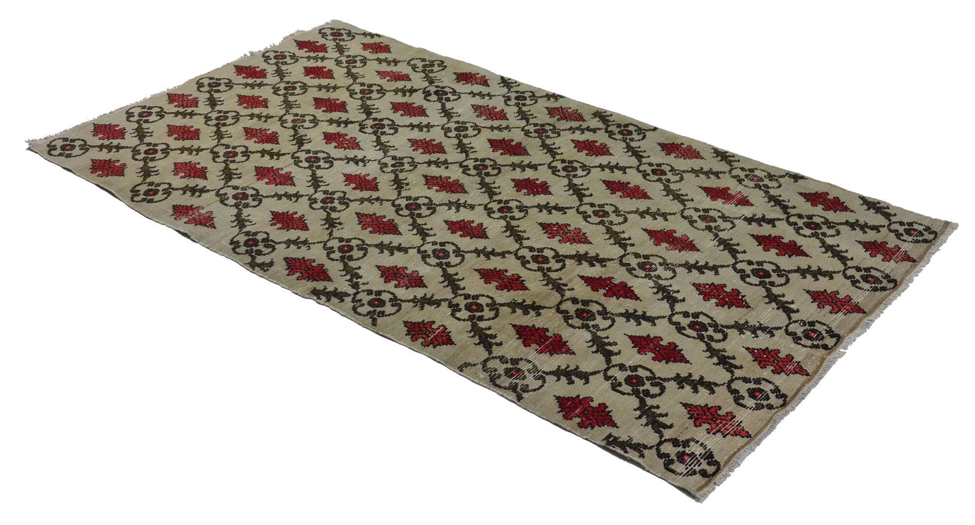 One-of-a-kind turkish handwoven vintage rug - rustic vintage charm 270x 140