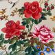 Tableau deux aquarelles sur tissus Chine fleurs et oiseaux cadres XIX°