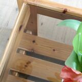Vintage coffee table in pine and smoked glass, 1970-1980