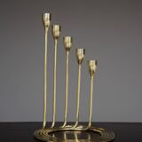 Ensemble de candélabres en laiton massif Spiral de design danois. Années 1960.