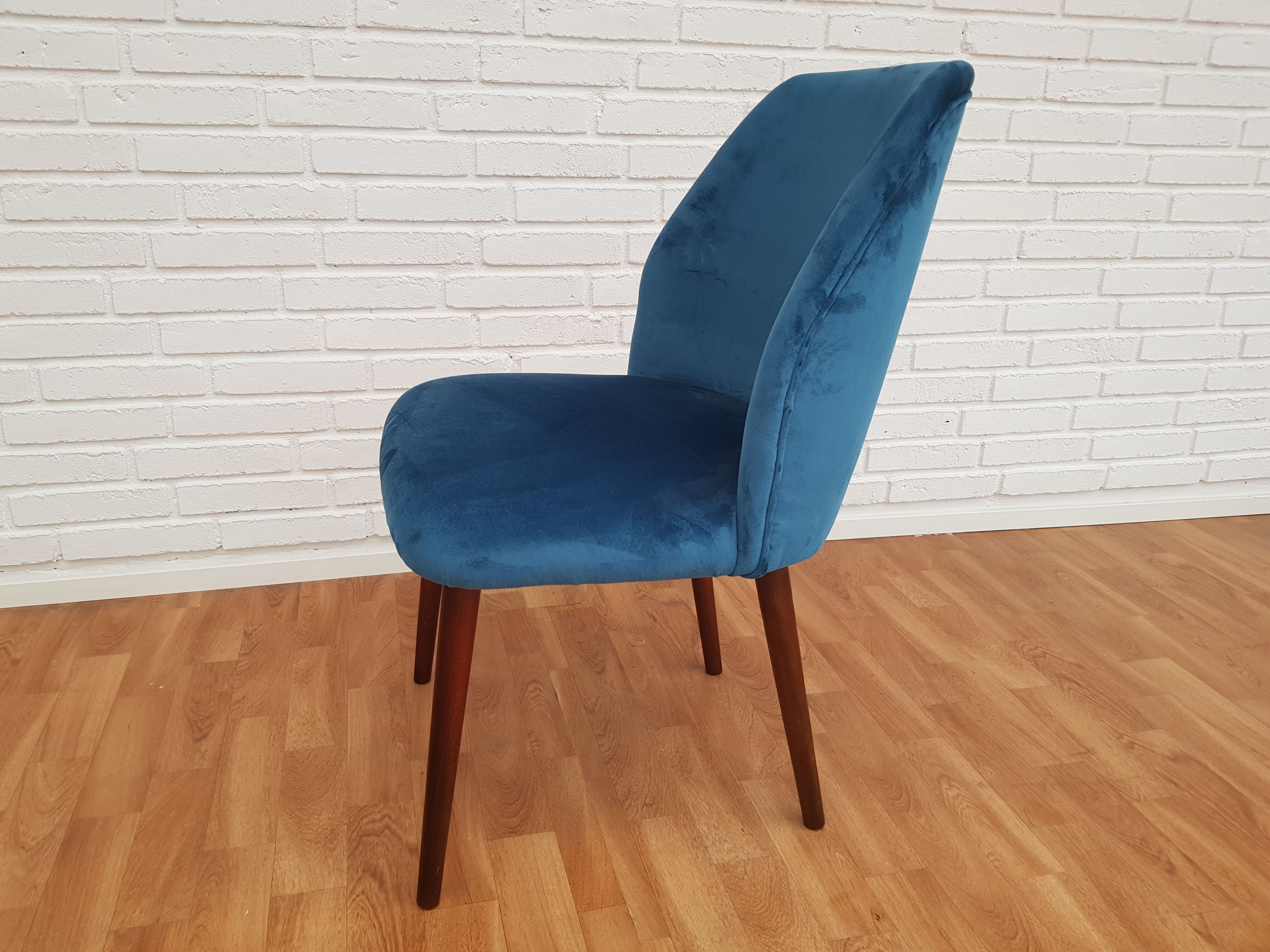 Armchair in velvet with stained beech legs, 60s