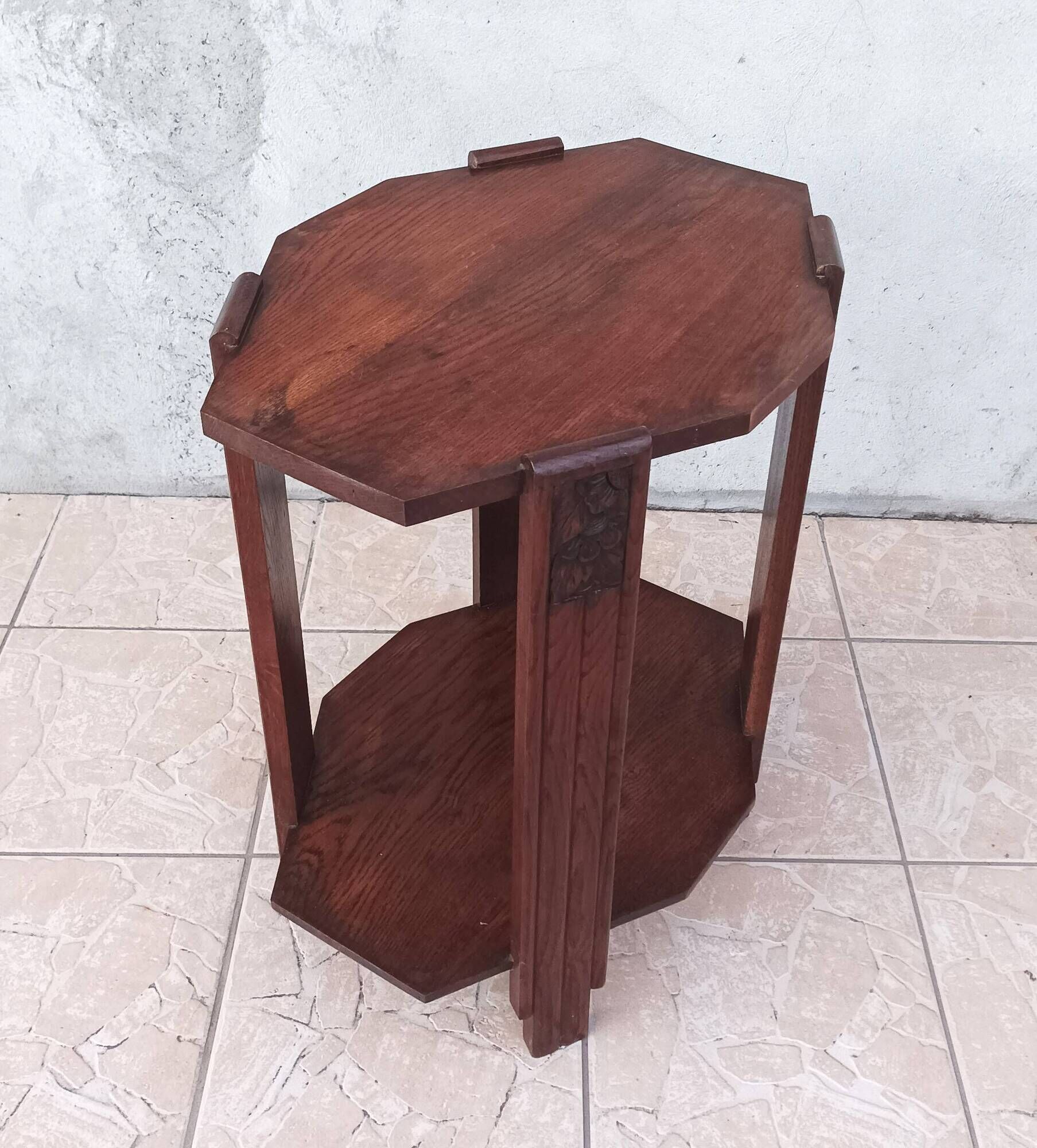 Art Deco side table in solid oak