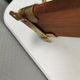 Danish teak and brass coat rack with adjustable hooks, 1960s.