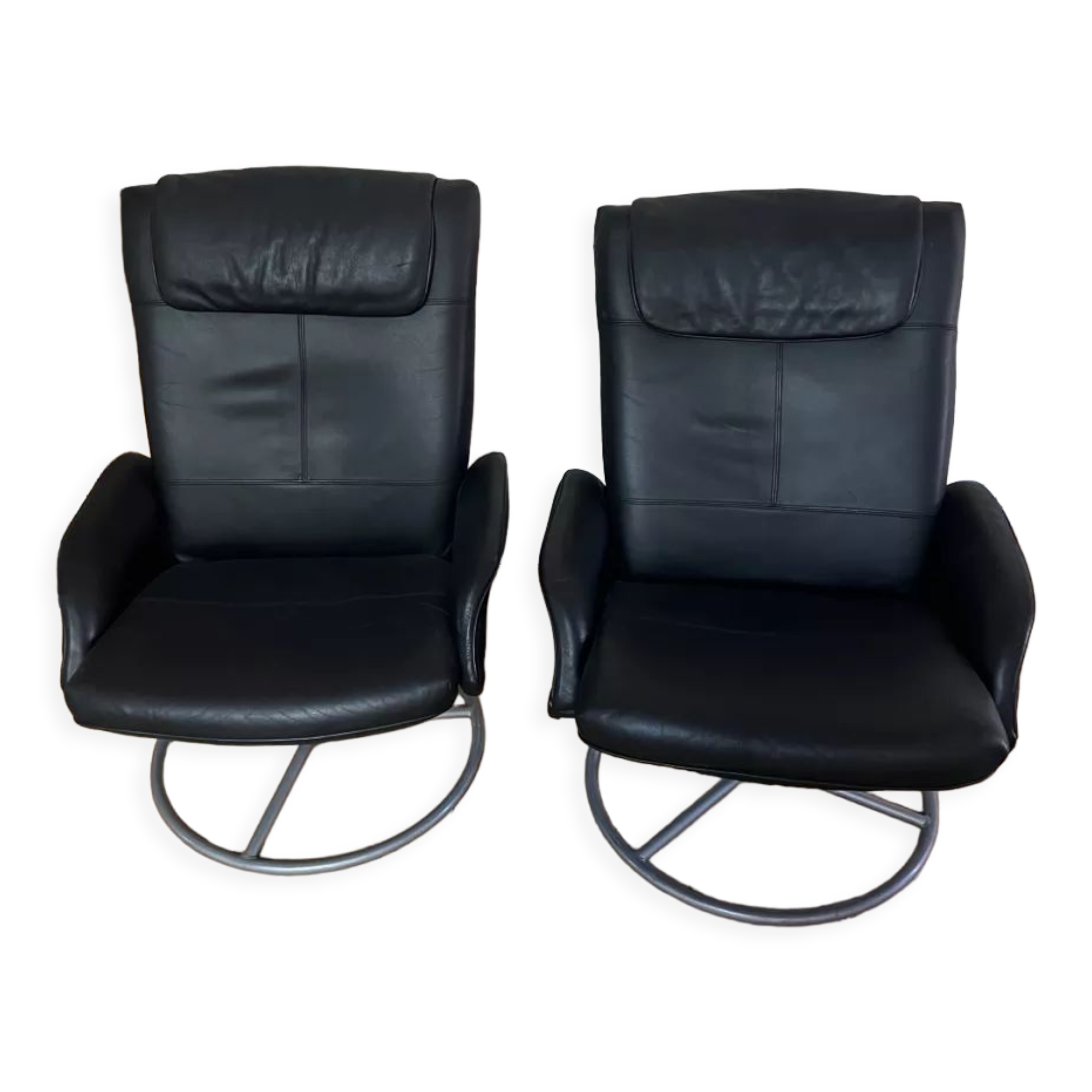 Ikea malung leather armchairs black