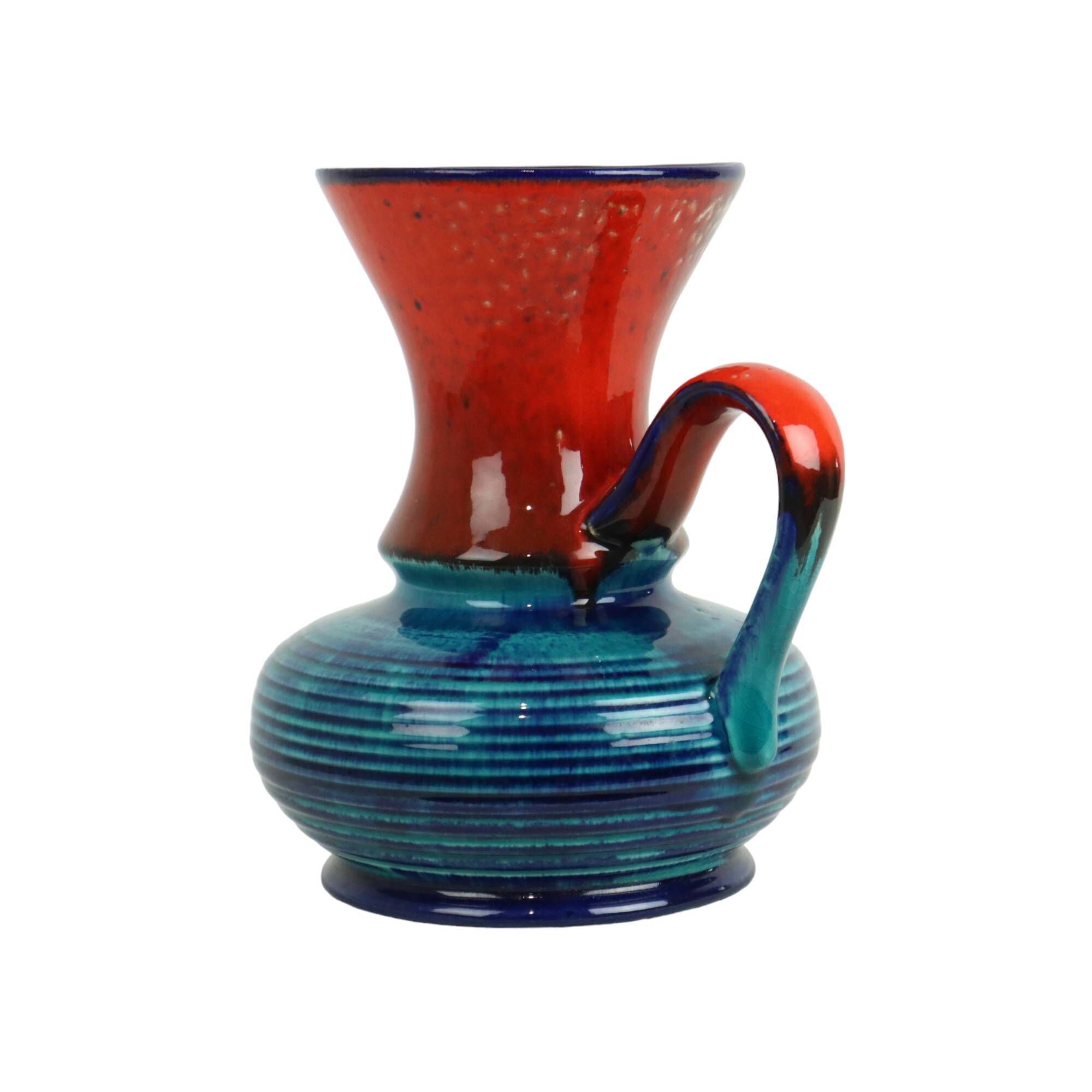 Rare Bay Vase Blue Red West Germany Vintage 79-25