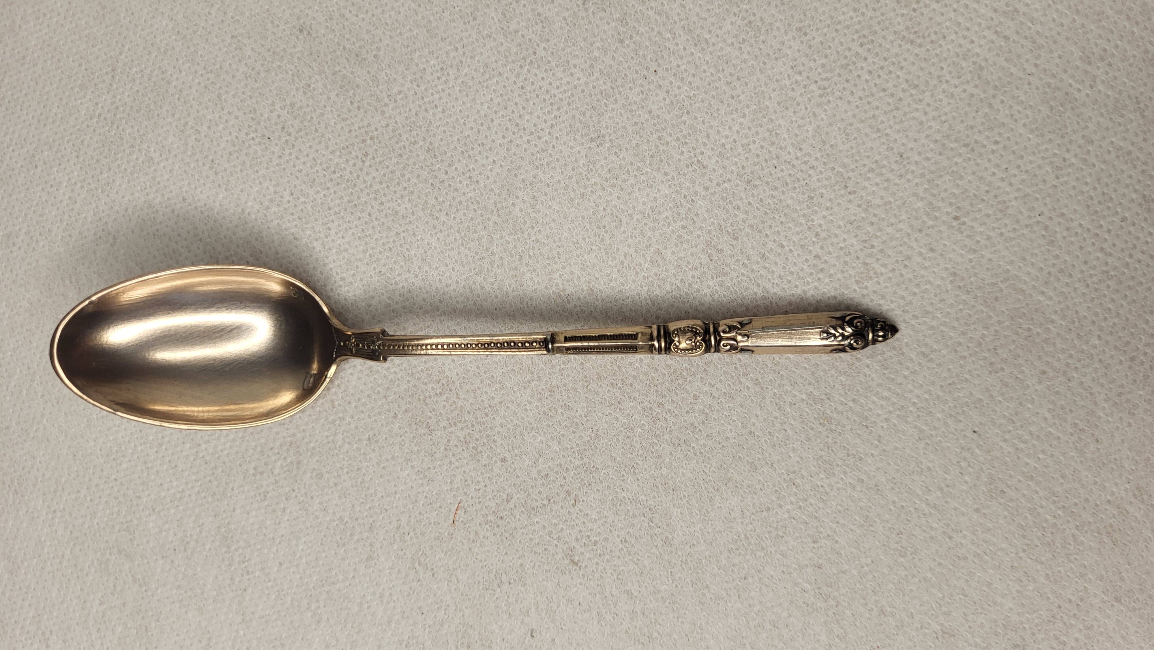 6 Art Nouveau silver-plated metal teaspoons