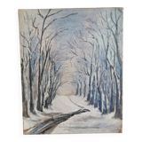 Snow landscape oil on canvas cardboard, unsigned